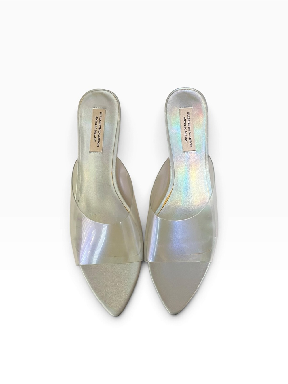 Antonio Melani Elizabeth Damrich Kitten Heels Women's Size 8.5 Holographic Mules
